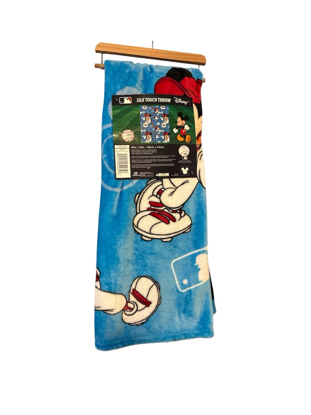 Disney Blue Mickey Mouse Silk Touch Throw Blanket with Red Accents 40x50 inches